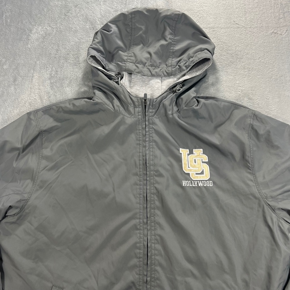 Universal Studios Hollywood Windbreaker Mens Medium Gray Excellent Full Zip Hood